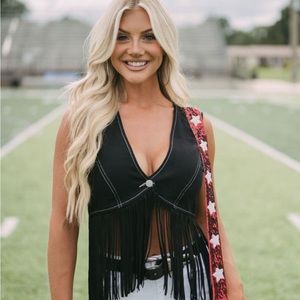 These Three Boutique Fringe Denim Vest